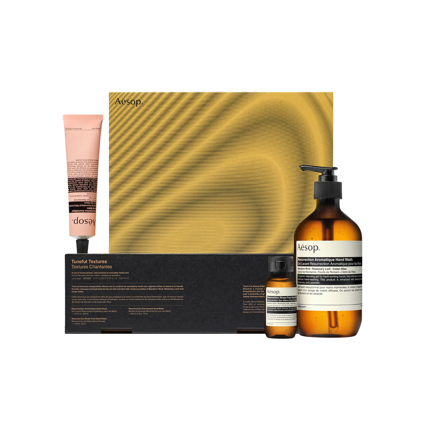 Aesop Tuneful Textures hand balm, hand wash & rinse-free hand wash