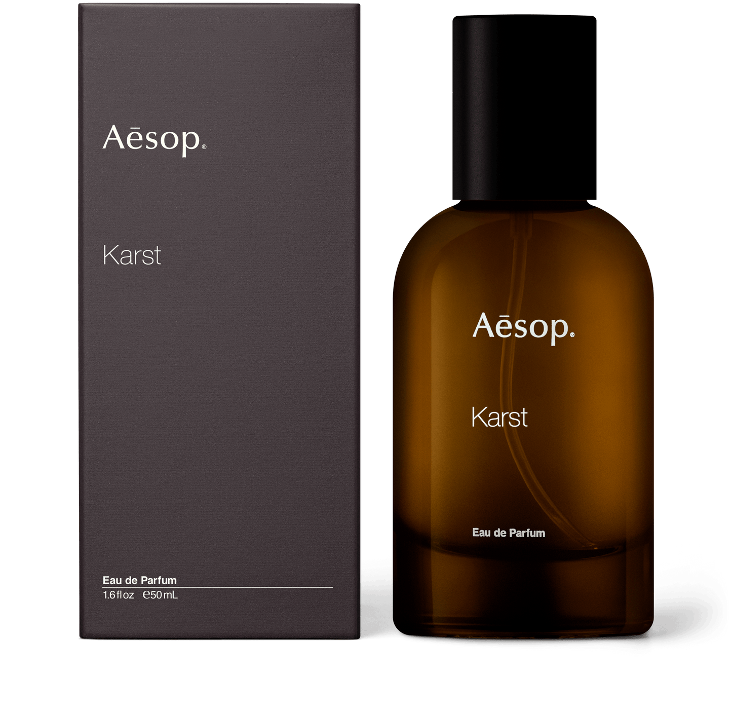 50ml bottle of Aesop Karst eau de parfum with the box