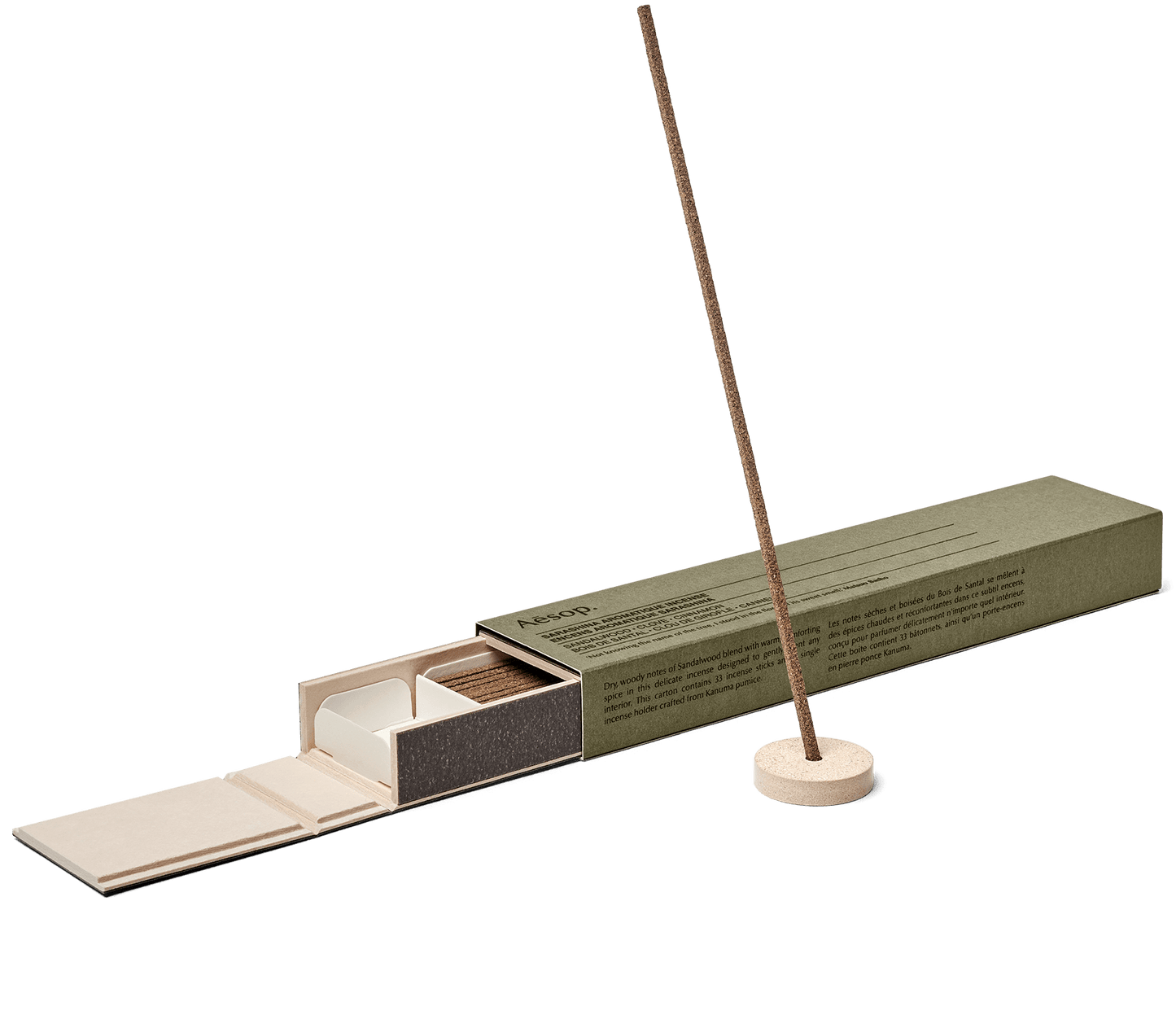 Open box of Aesop Sarashina Aromatique Incense
