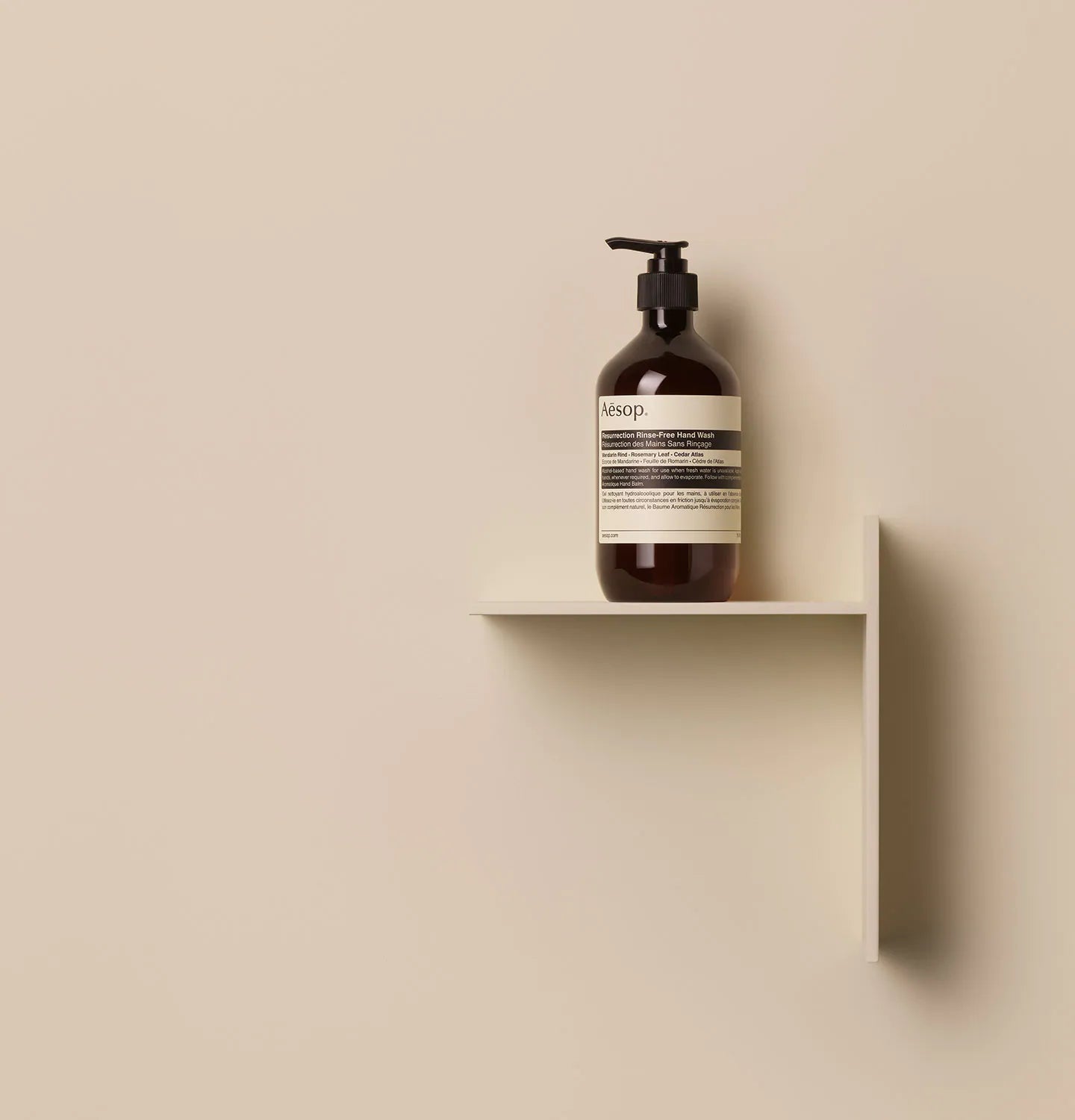 Aesop Resurrection Rinse-Free Hand Wash on a shelf