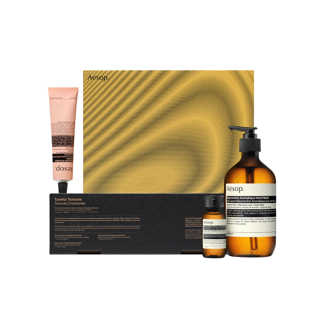 Aesop Tuneful Textures hand balm, hand wash & rinse-free hand wash