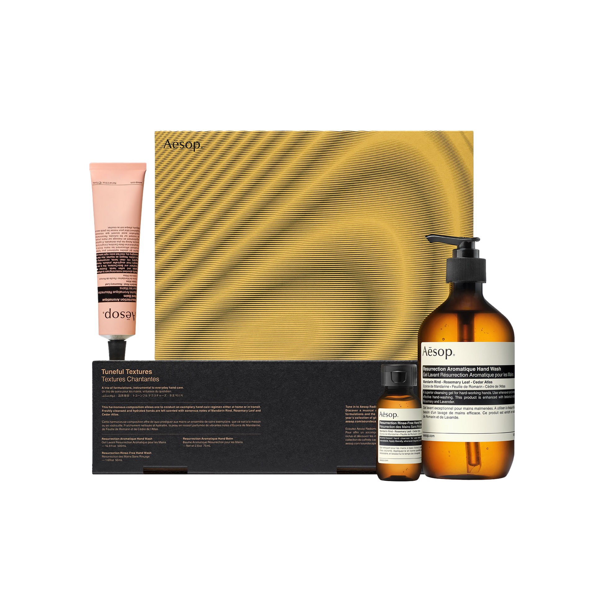 Aesop Tuneful Textures hand balm, hand wash & rinse-free hand wash
