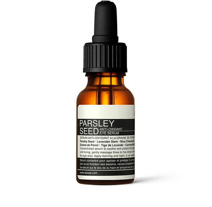 15ml bottle of Aesop Parsley Seed anti-oxidant eye serum