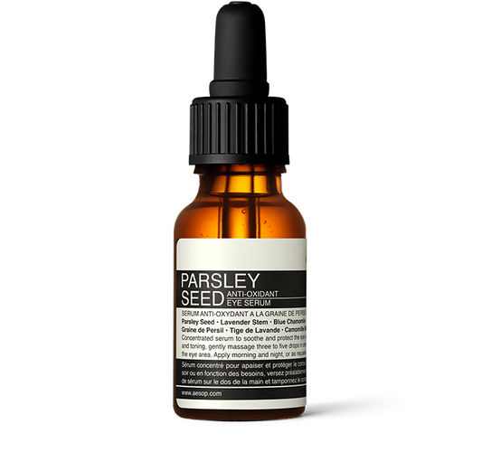 15ml bottle of Aesop Parsley Seed anti-oxidant eye serum