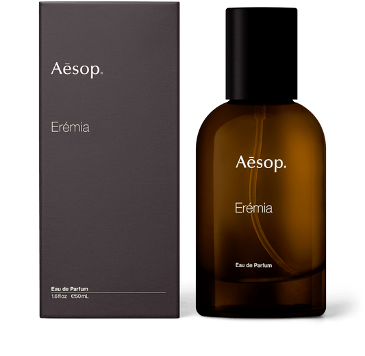 50ml bottle of Aesop Erémia eau de parfum with the box