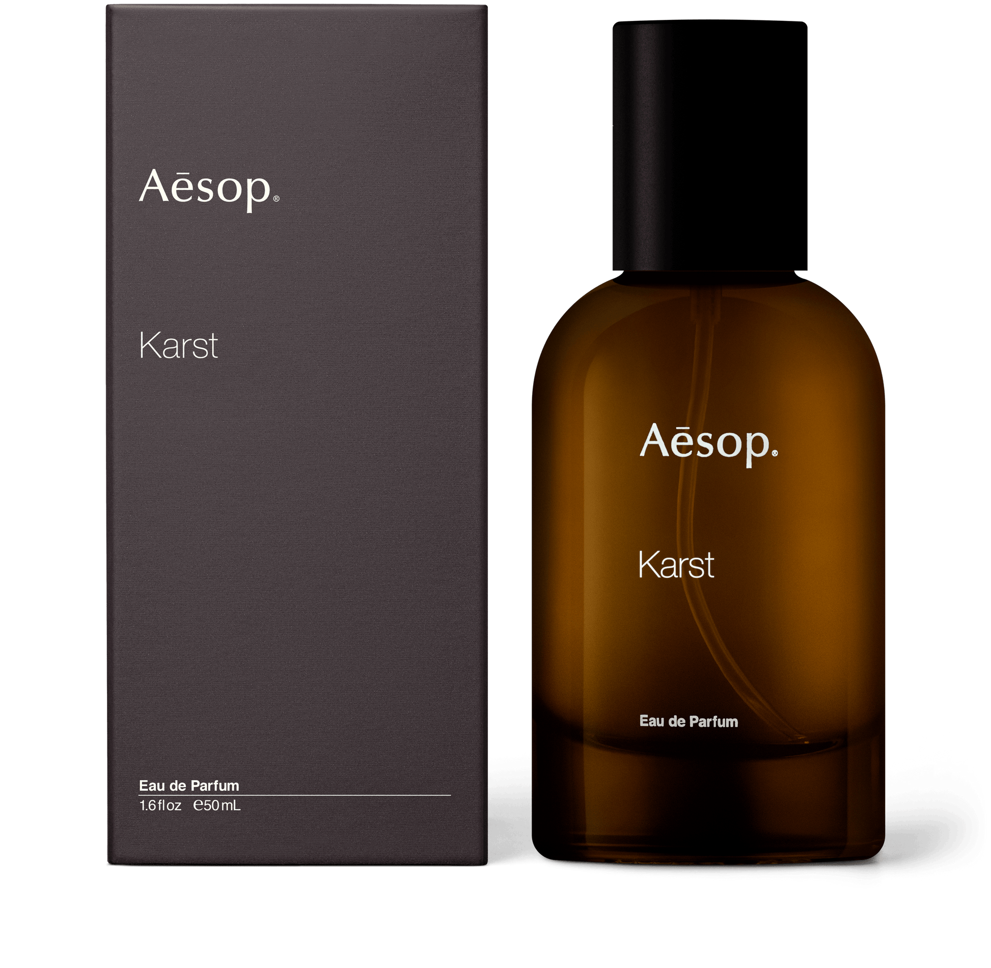 50ml bottle of Aesop Karst eau de parfum with the box