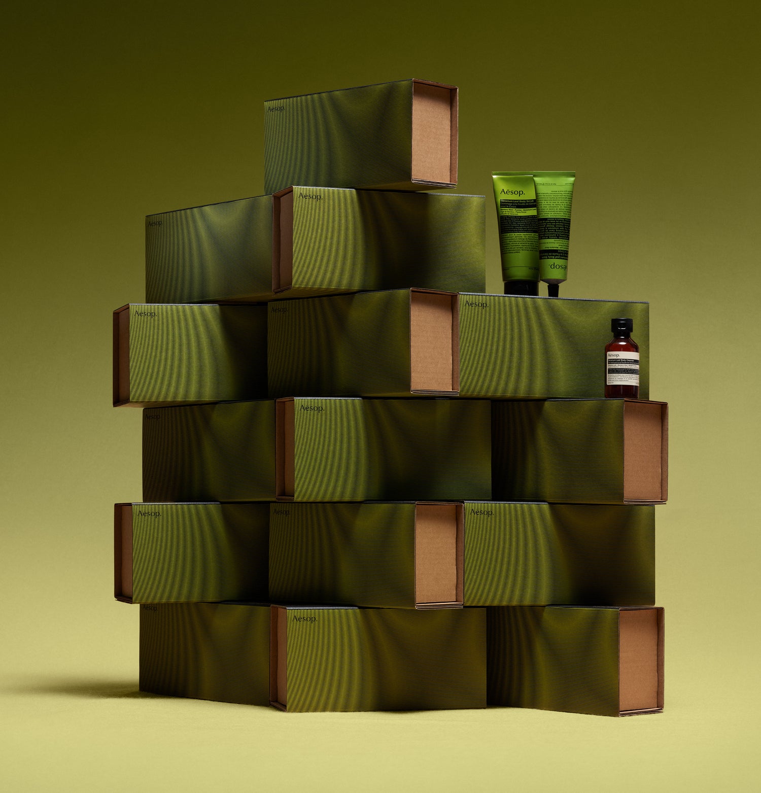Aesop Rousing Rhythm Kit placed on a stack of boxes