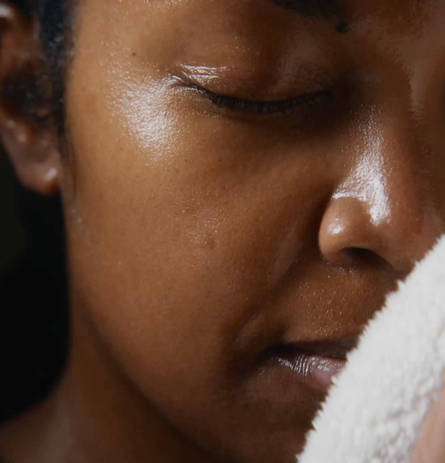 A face slathered in Aesop Immaculate facial tonic